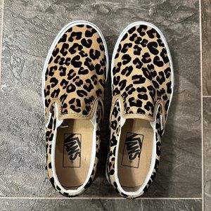 Vans Velvet Cheetah print slip ons